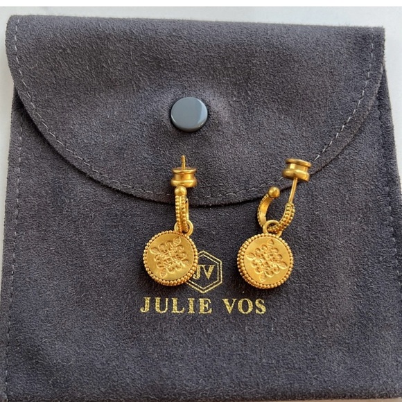 Fleur-de-Lis Hoop & Charm Earring - Picture 3 of 5